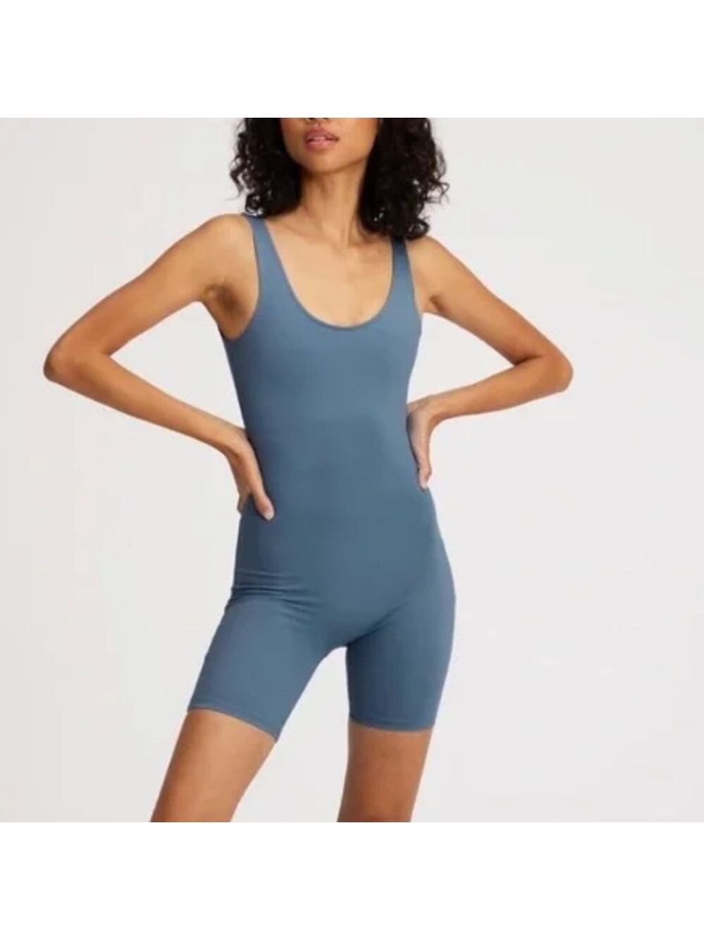 Free People Intimately Blue ribbed onsie unitard Bodysuit size small